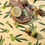 Olive It Jojoba – Captain Cook voksduk med grafisk olivenmotiv, nærbilde