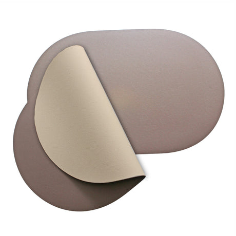 Moon oval spisebrikke i kunstskinn – Beige/Sandgrå – 30 x 45 cm