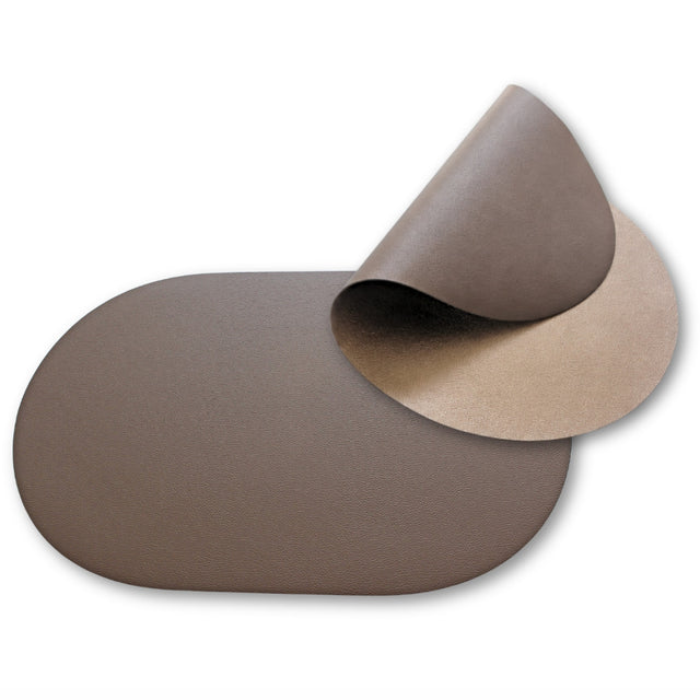 Moon oval spisebrikke i kunstskinn – Mokka/Kobber – 30 x 45 cm