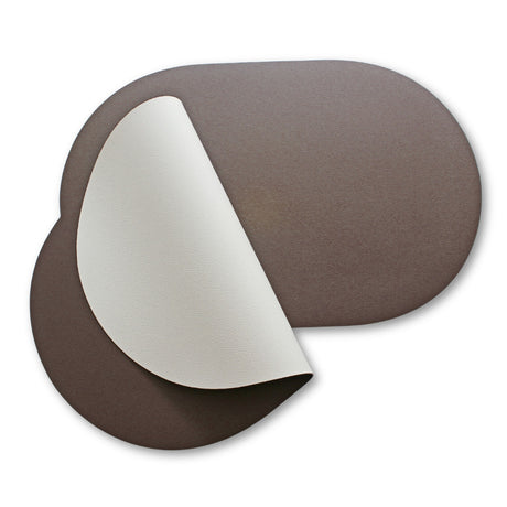 Moon oval spisebrikke i kunstskinn – Mokka/Hvit – 30 x 45 cm