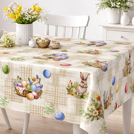 Påskekurv – Påskevoksduk med harer og eggkurver