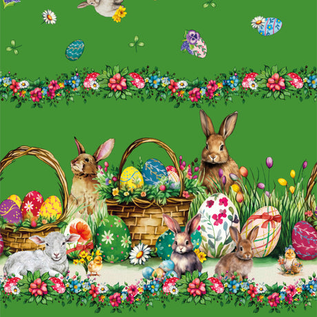 Påskelam Grønn – Påskevoksduk med lam og påskeharer
