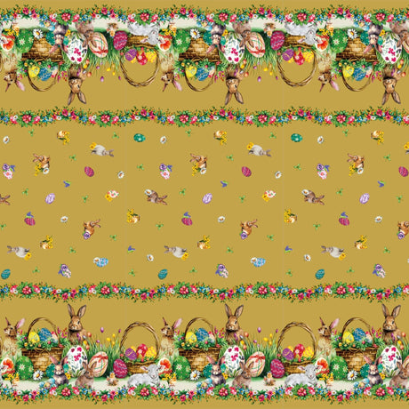 Påskelam Gylden – Påskevoksduk med lam og påskeharer mønster