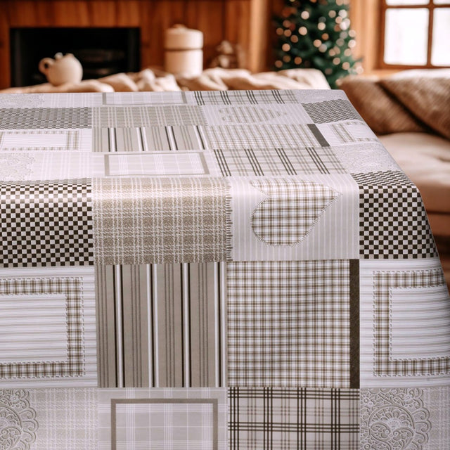 Patchwork Brun – Ekstra bred voksduk 160 cm