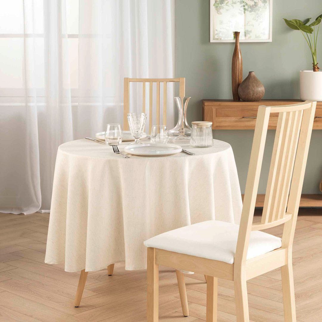 Pauline – Rund duk i polyester/lin Ø 180 cm, miljø