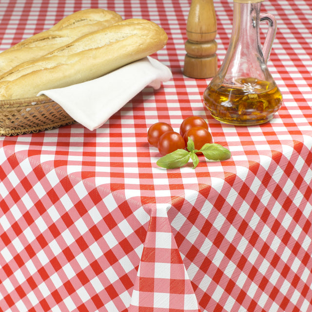 Picnic Red – Ternet voksduk med tekstilutseende, hjørne
