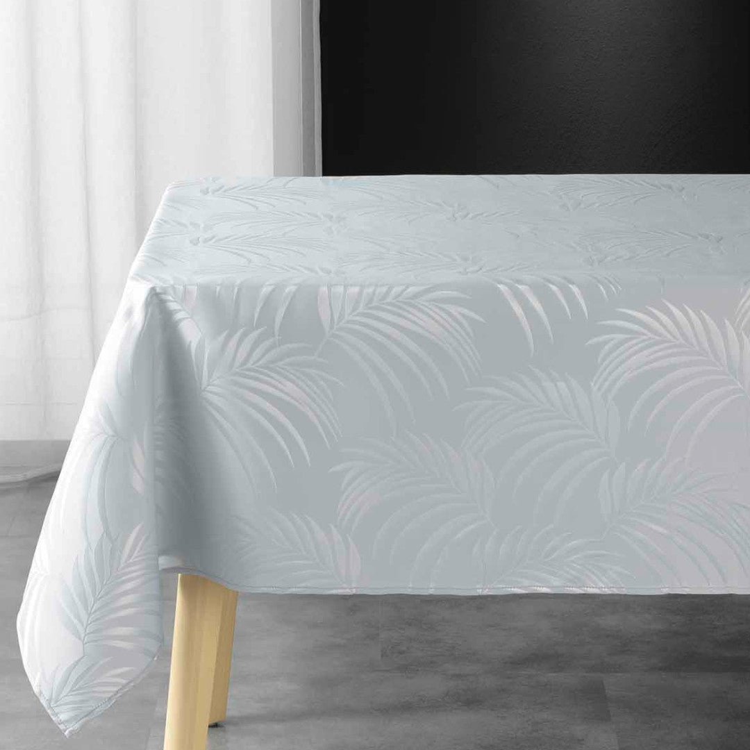 Plumette Grey – Damaskduk med vevd palmebladmønster – 140 x 240 cm