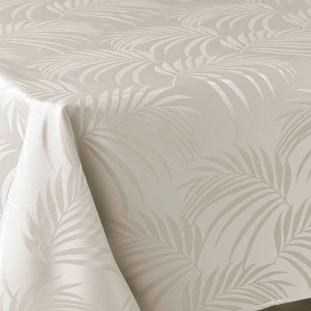 Plumette Linen – Damaskduk med vevd palmebladmønster – 140 x 240 cm, hjørne