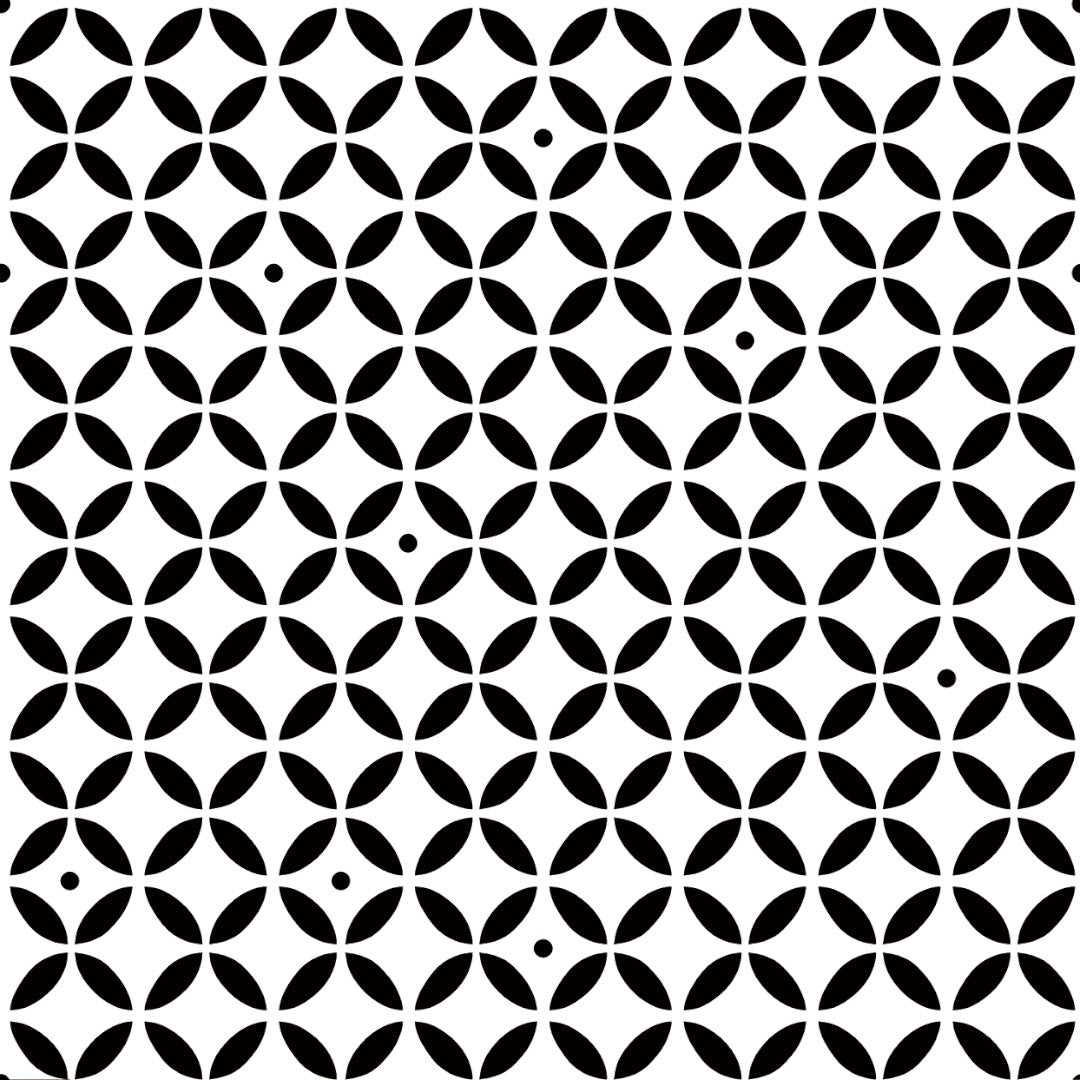 Raipur Black – Moderne svart/hvit voksduk med grafisk mønster, mønster