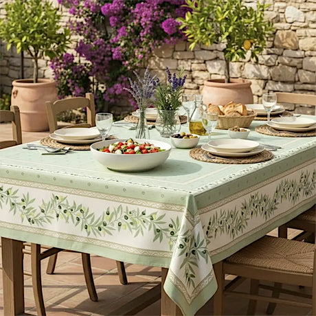 Ramatuelle Grønn - Rektangulær provence-duk 155 x 350 cm, hagemiljø
