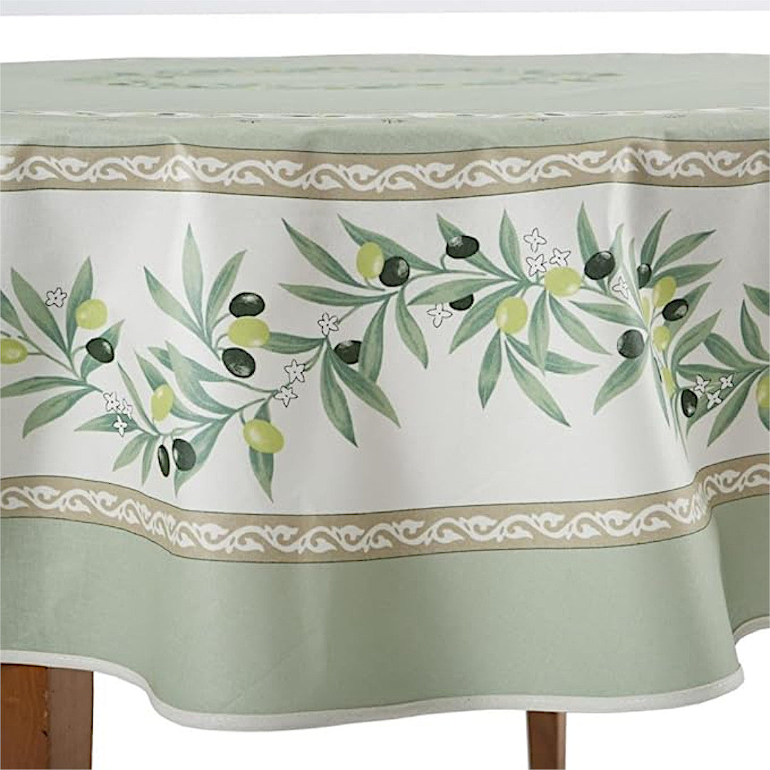 Ramatuelle Grønn – Rund akrylbelagt provenceduk Ø 180, nærbilde