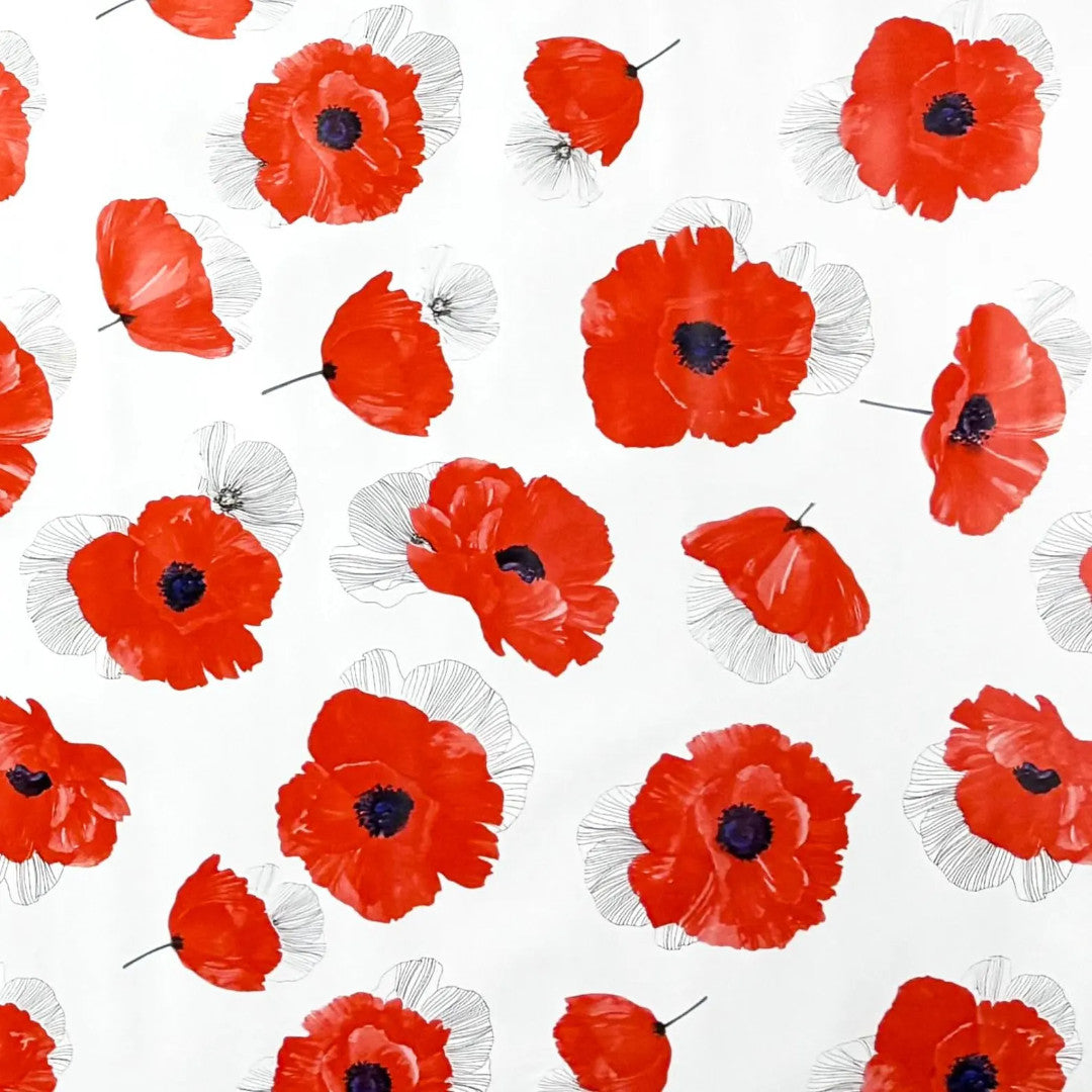 Red Coquelicot – Voksduk med røde valmuer