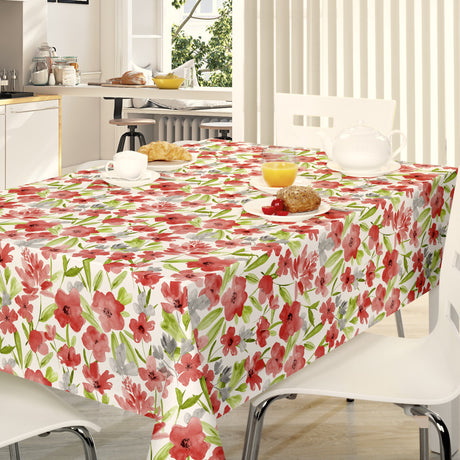 Lia Pink – Voksduk med valmuelignende akvarellblomster, miljø