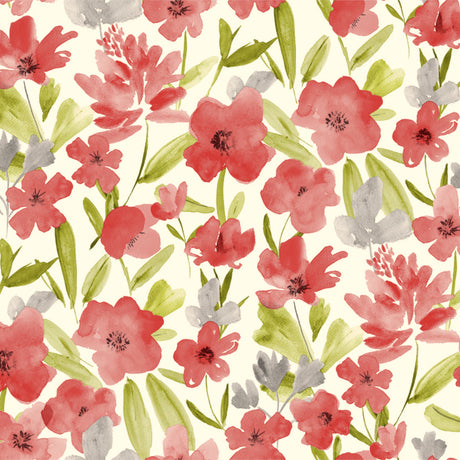 Lia Pink – Voksduk med valmuelignende akvarellblomster, mønster