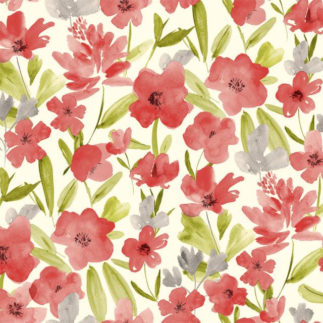 Lia Pink – Voksduk med valmuelignende akvarellblomster, mønster