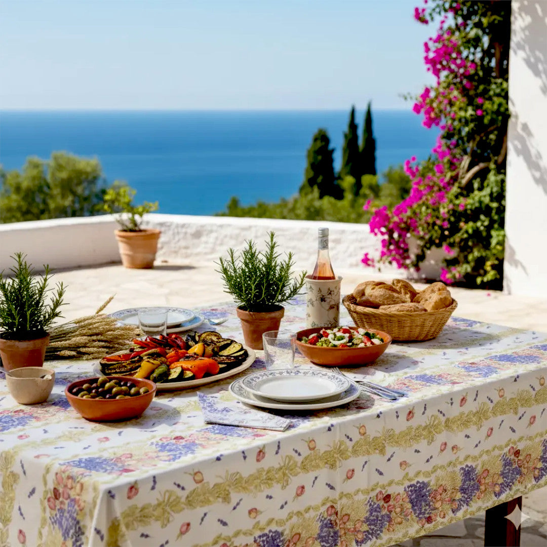 Rose Lavande – Rektangulær akrylbelagt provenceduk 150 x 200 cm