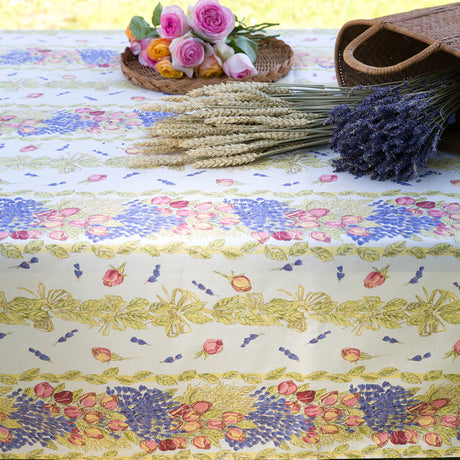 Rose Lavande – Rektangulær akrylbelagt provenceduk 150 x 250 cm