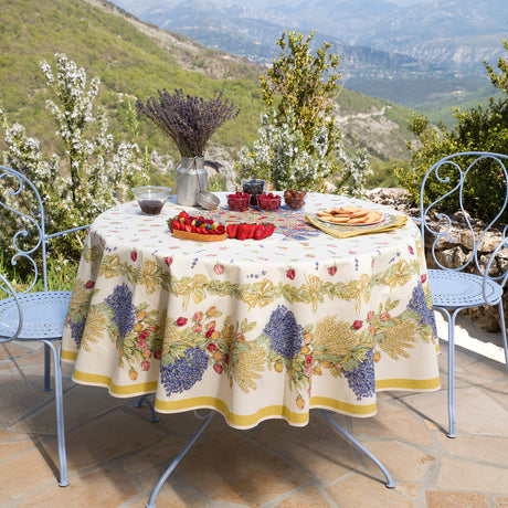 Rose Lavande – Rund akrylbelagt provenceduk Ø 180