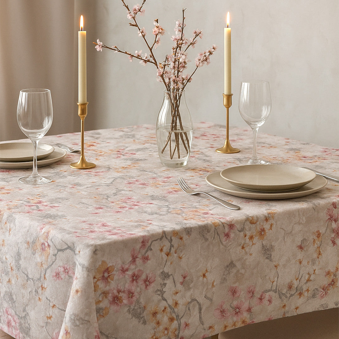 Rovira Forårsblomst – Akrylduk med svampetrykk og blomsterprint, miljø