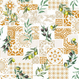 Solanova – Voksduk med oliven og gyldne fliser