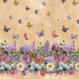 Sommereng Beige – Voksduk med blomster og sommerfugler, mønster