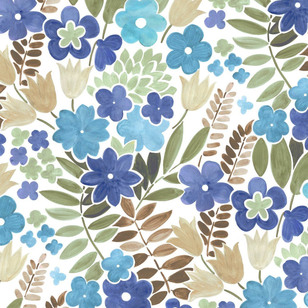 Sommerflor Blå – Voksduk med fargerikt blomster­mønster
