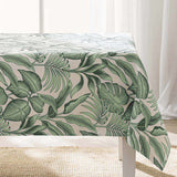 Stilys Sauge – Bordduk i linlook med botanisk bladmønster – 140 x 240 cm