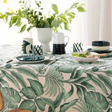 Stilys Sauge – Bordduk i linlook med botanisk bladmønster – 140 x 240 cm, nærbilde
