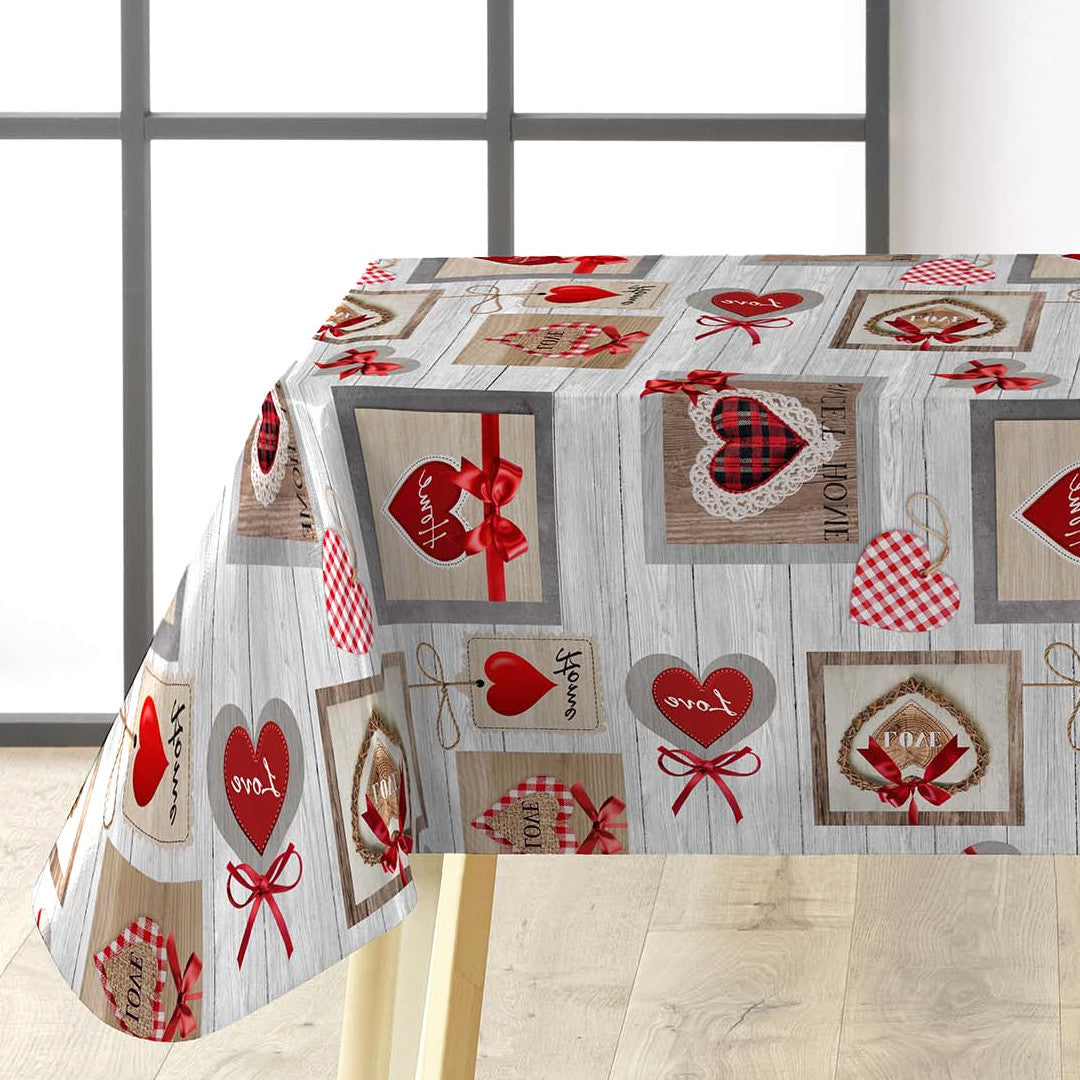 Sweet Love - Voksduk med hjerter, ruter og varme detaljer, hjørne