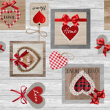 Sweet Love - Voksduk med hjerter, ruter og varme detaljer, mønster