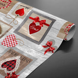 Sweet Love - Voksduk med hjerter, ruter og varme detaljer, rullet