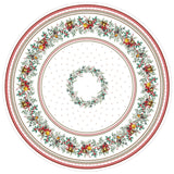 Sylvestre Hvit – Rund akrylbelagt fransk juleduk, Ø 230 cm, mønster