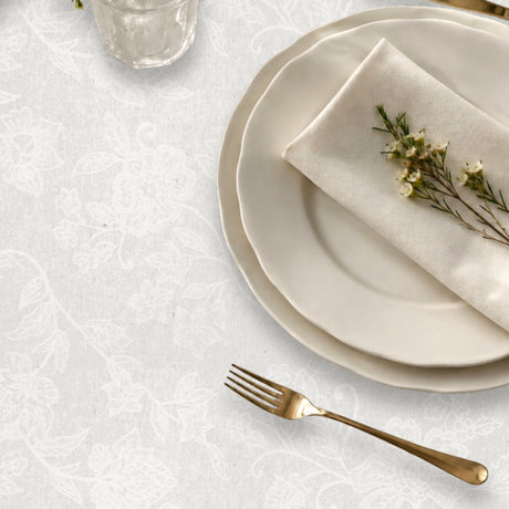 Tamayo Blanco – Jacquardvevd akrylduk i offwhite, nærbilde