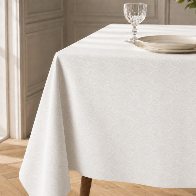 Tessai Blanco – Jacquardvevd akrylduk i offwhite, hjørne