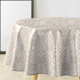 Textilia Carella – Rund voksduk med klassisk flisemønster i beige Ø 155 cm