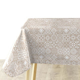 Textilia Carella – Voksduk med klassisk flismønster i naturlige toner, hjørne