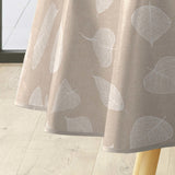 Textilia Feuillys - Rund voksduk i linlook med hvite strekblader Ø 155 cm kant