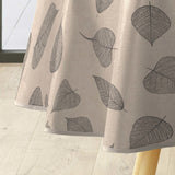 Textilia Feuillys – Rund voksduk i linlook med sorte strekblader Ø 155 cm kant