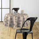 Textilia Feuillys – Rund voksduk i linlook med sorte strekblader Ø 155 cm miljø