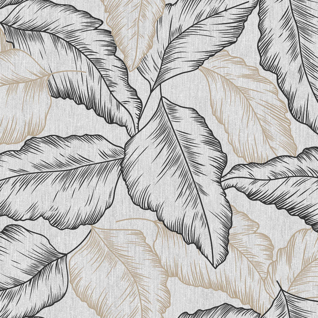 Textilia Glitter Arbena – Voksduk med store håndtegnede blader, mønster