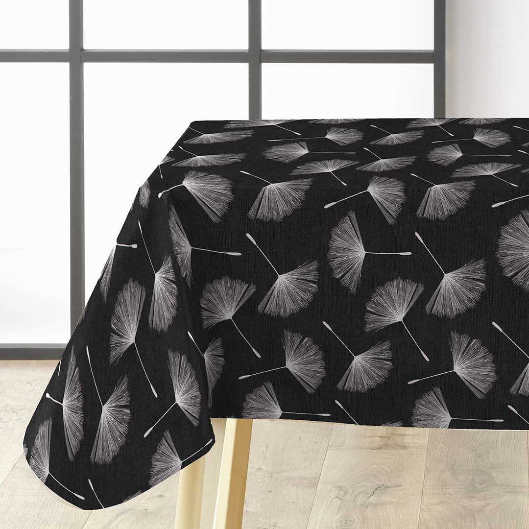 Textilia Glitter Auxine – Voksduk med blomstermotiv i sølvtrykk hjørne