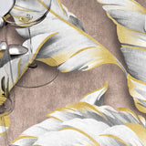 Textilia Glitter Ebany Choco – Voksduk med blader og diskret glimmer, nærbilde