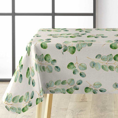 Textilia Glitter Eucalyptus – Voksduk i linlook med gulleffekt