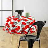 Textilia Occitanie - Runde voksduker med strikk og vakre røde blomster Ø 155 cm miljø