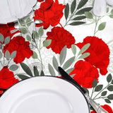 Textilia Occitanie - Runde voksduker med strikk og vakre røde blomster Ø 155 cm nærbilde