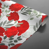 Textilia Occitanie - Vakker voksduk med røde blomster rullet