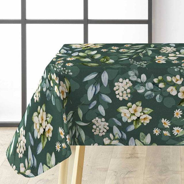 Textilia Paquerette - Voksduk med blomster og grønt hjørne