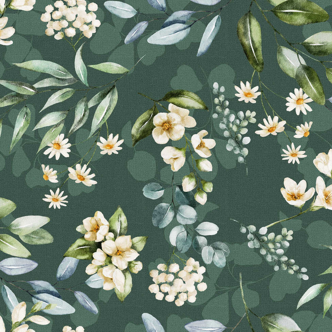 Textilia Paquerette - Voksduk med blomster og grønt mønster