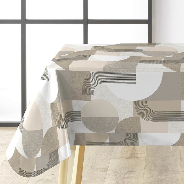 Travis Naturel - Voksduk med grafiske former i nøytrale nyanser, hjørne