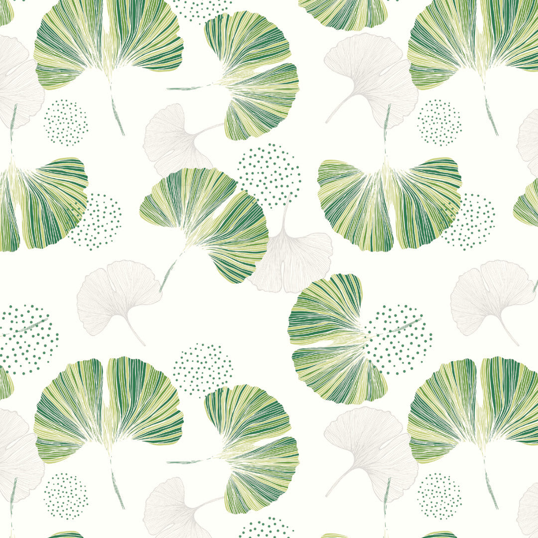 Uri Grønne Blader – Akrylduk med moderne bladtrykk mønster